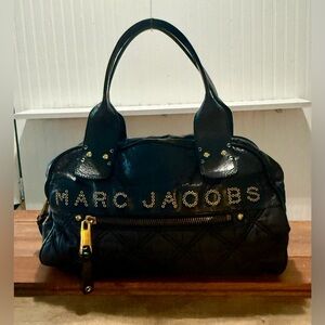 Marc Jacobs Black Quilted Nylon Top Handle Bag Purse